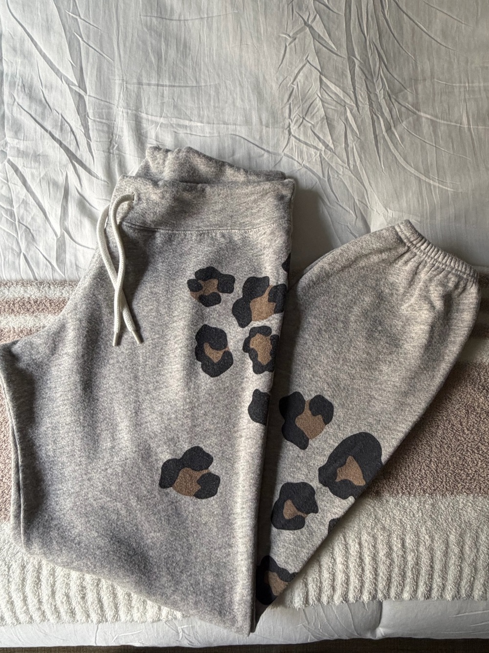 Monrow Gray Leopard Print Kids Joggers